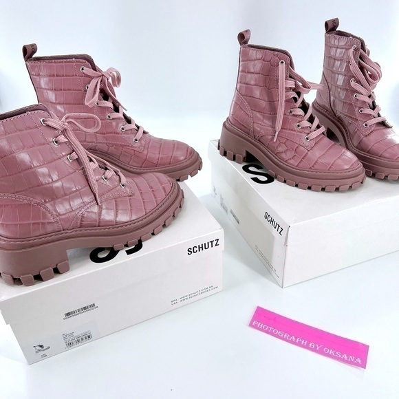 SCHUTZ Orly Combat Boot Sweet Lilac size 7.5 B NWB - Picture 9 of 12